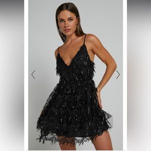 Showpo black sequin dress
